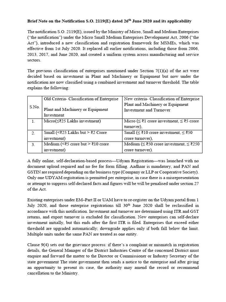 MSME Notification S.O. 2119(E) Overview | PDF | Justice | Crime & Violence