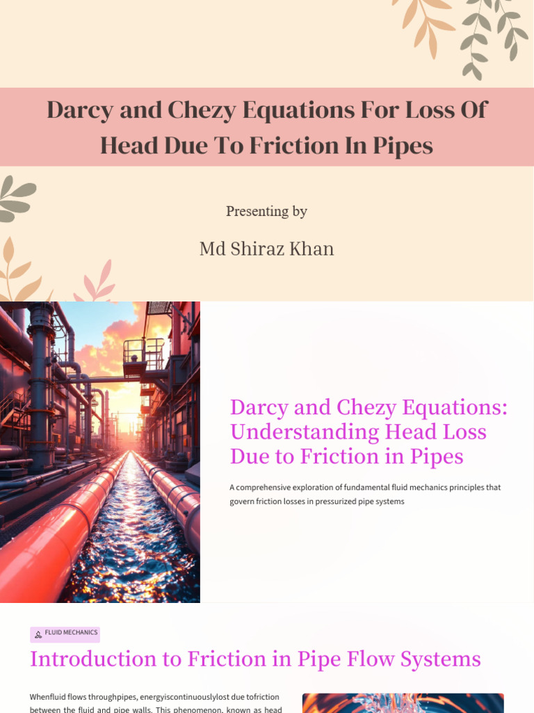Darcy and Chezy Equations for Pipe Friction | PDF | Applied And ...