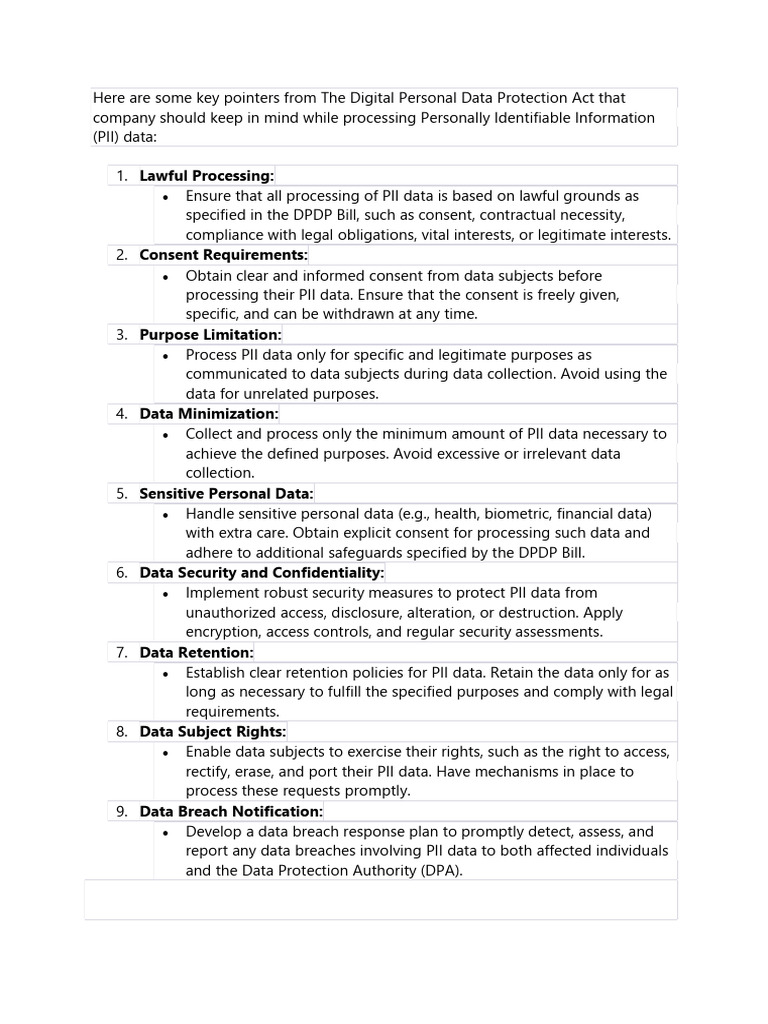 Key Points on DPDP Act Compliance | PDF | Information Privacy ...