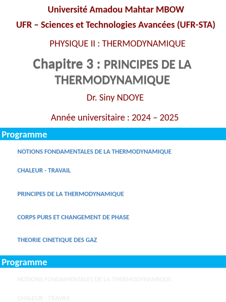 Principes fondamentaux de thermodynamique | PDF | Entropie | Équilibre ...