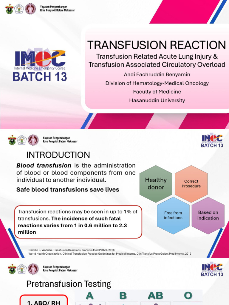 Complication of Acute Blood Transfusion and Its Management | PDF ...