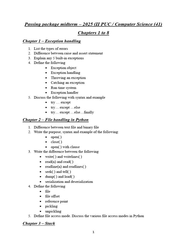Computer Science Midterm Guide 2025 | PDF | Databases | Relational Model