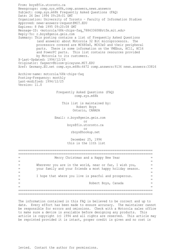 68k Chips Faq | PDF | Instruction Set | 64 Bit Computing
