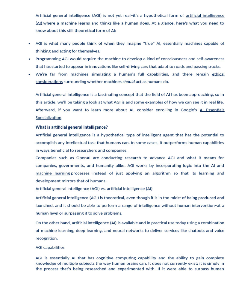Understanding Artificial General Intelligence | PDF | Intelligence (AI ...