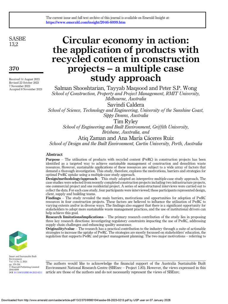 Recycled Content in Construction Projects | PDF | Waste | Economies