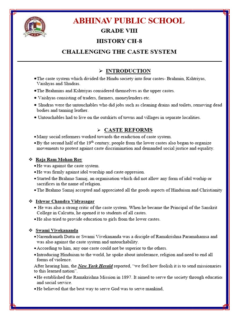 Challenging the Caste System in India | PDF | Swami Vivekananda | Dalit