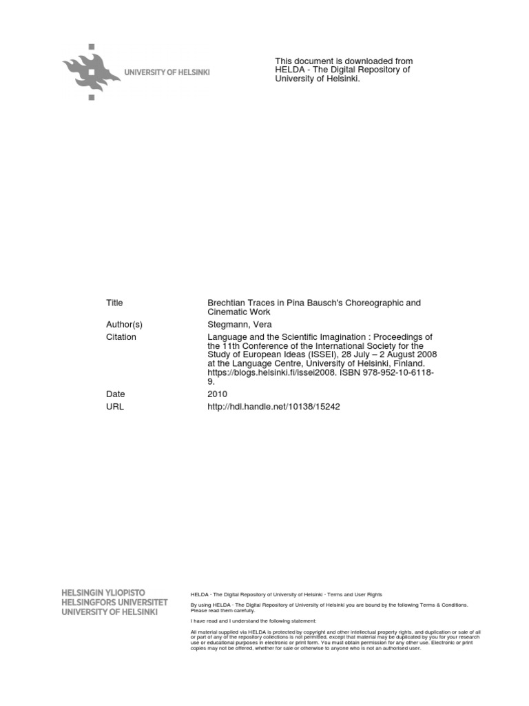 Pinna Bausch Theatre Dances