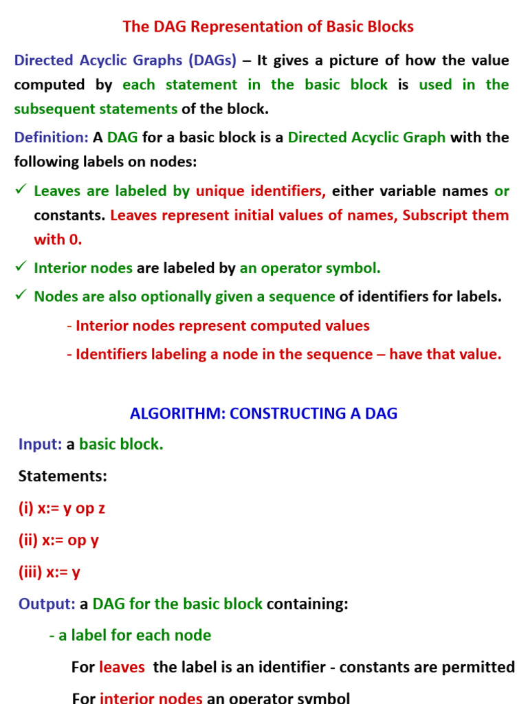 DAG Representation of Basic Blocks | PDF | Computer Programming ...