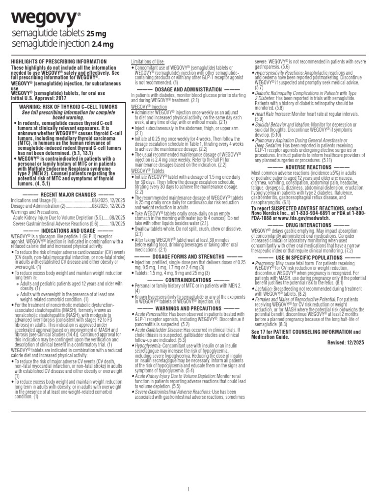 Wegovy | PDF | Diabetes | Hypoglycemia