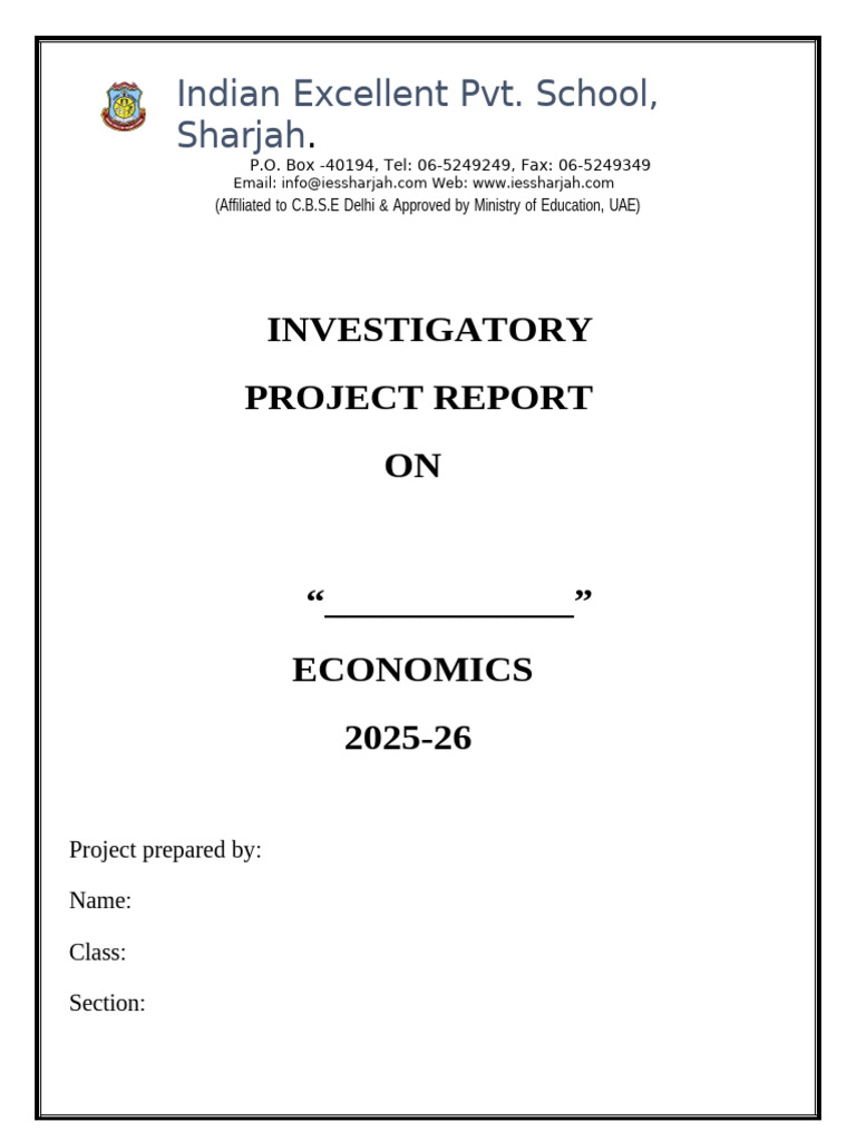 Economics Project Report 2025-26 | PDF | Chess Theory
