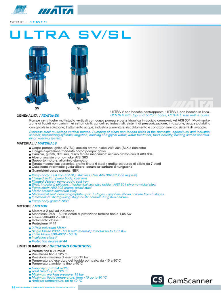 Vertical Multistage Pumps Catalogue 2014 | PDF | Materials