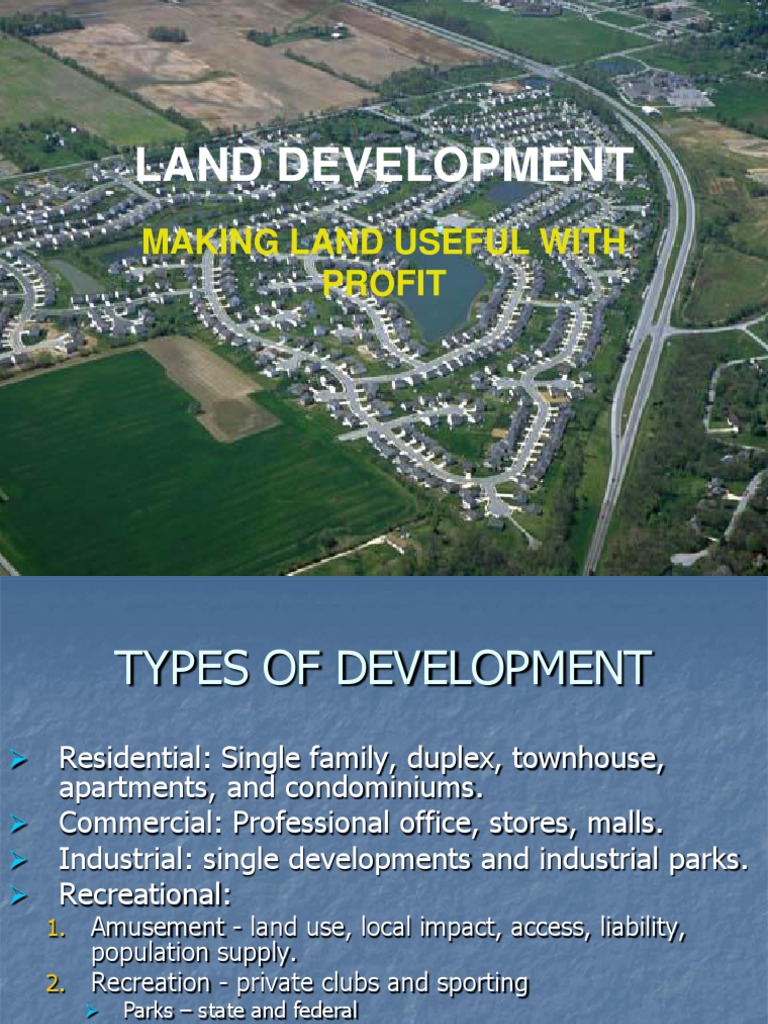 Types and Steps in Land Development | PDF | Land Lot | Wetland