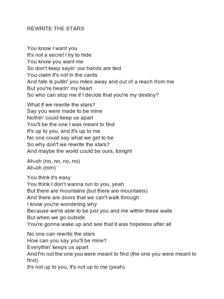 Rewrite the Stars Lyrics Analysis | PDF