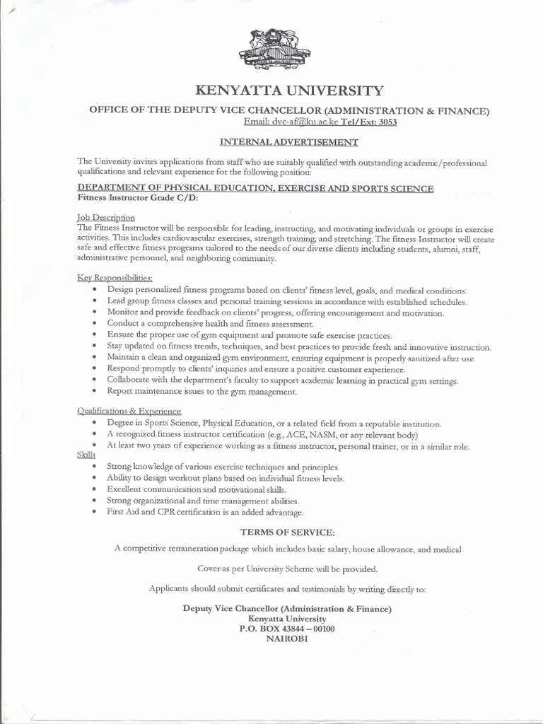 Internal Advert Fitness Instructor | PDF