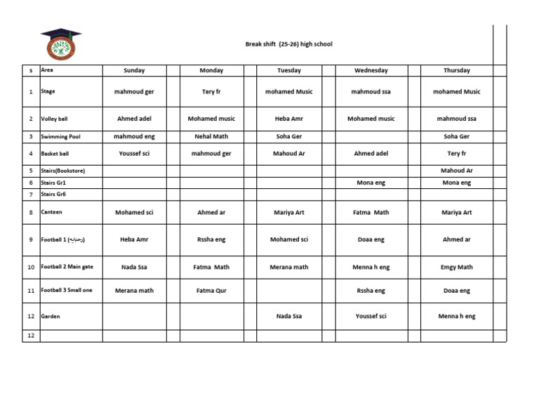 Weekly Activity Schedule Overview | PDF