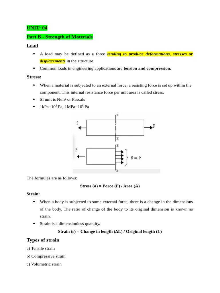 Strength of Materials: Stress and Strain | PDF