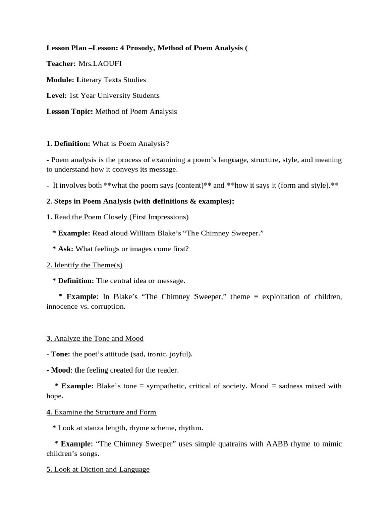 Poem Analysis Method for Students | PDF