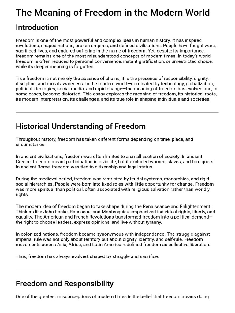 Understanding Modern Freedom's Meaning | PDF | Democracy | Political ...