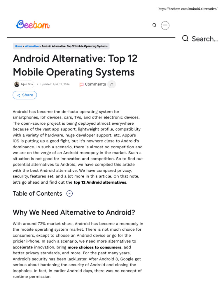 Best Alternatives to Android OS | PDF | Android (Operating System ...