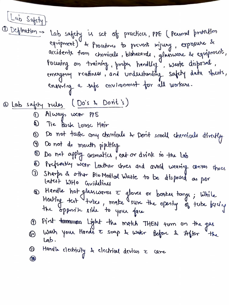 Safe Lab Practice | PDF