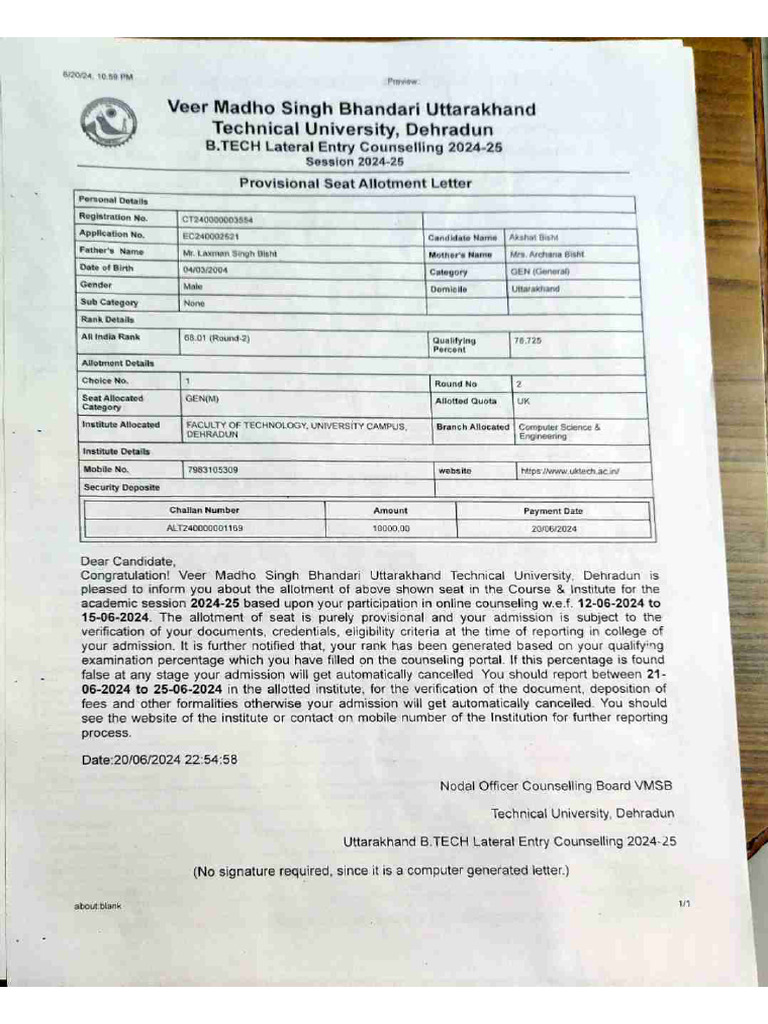 Admission Proof Compressed | PDF