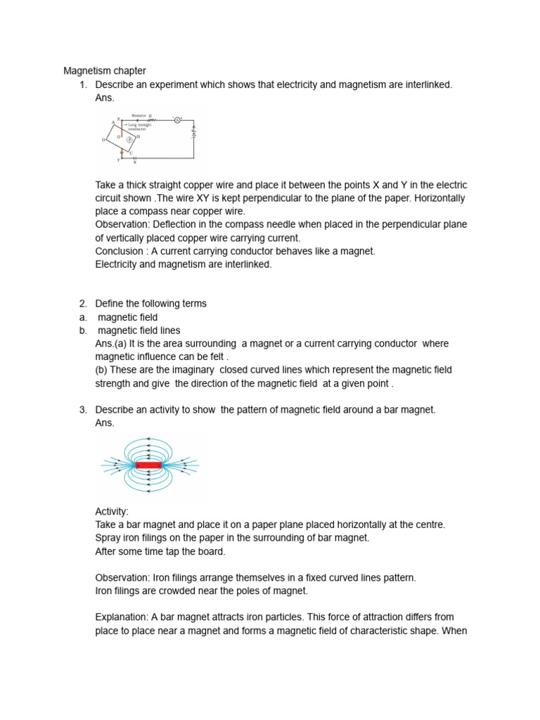 magnetic chapter Q_A | PDF | Magnetic Field | Magnet