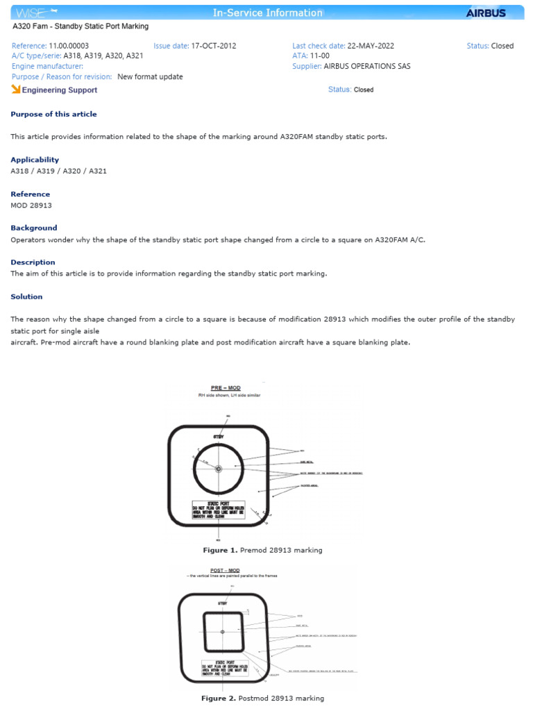 A320FAM Standby Static Port Marking Update | PDF | Airbus | Aircraft