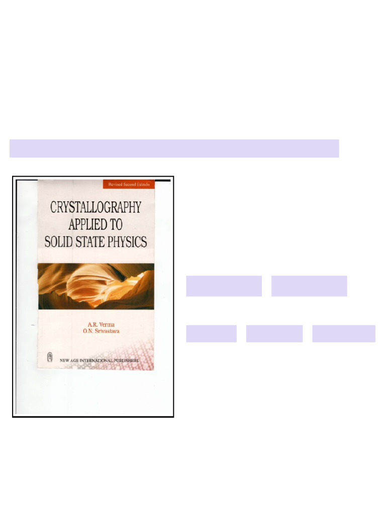 (Ebook) Crystallography Applied to Solid State Physics by A. R. Verma ...