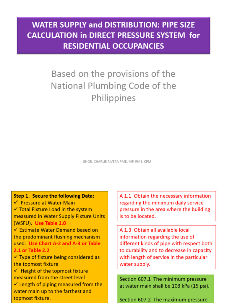 Pipe Size Calculation for Water Supply | PDF | Tap (Valve) | Water Heating