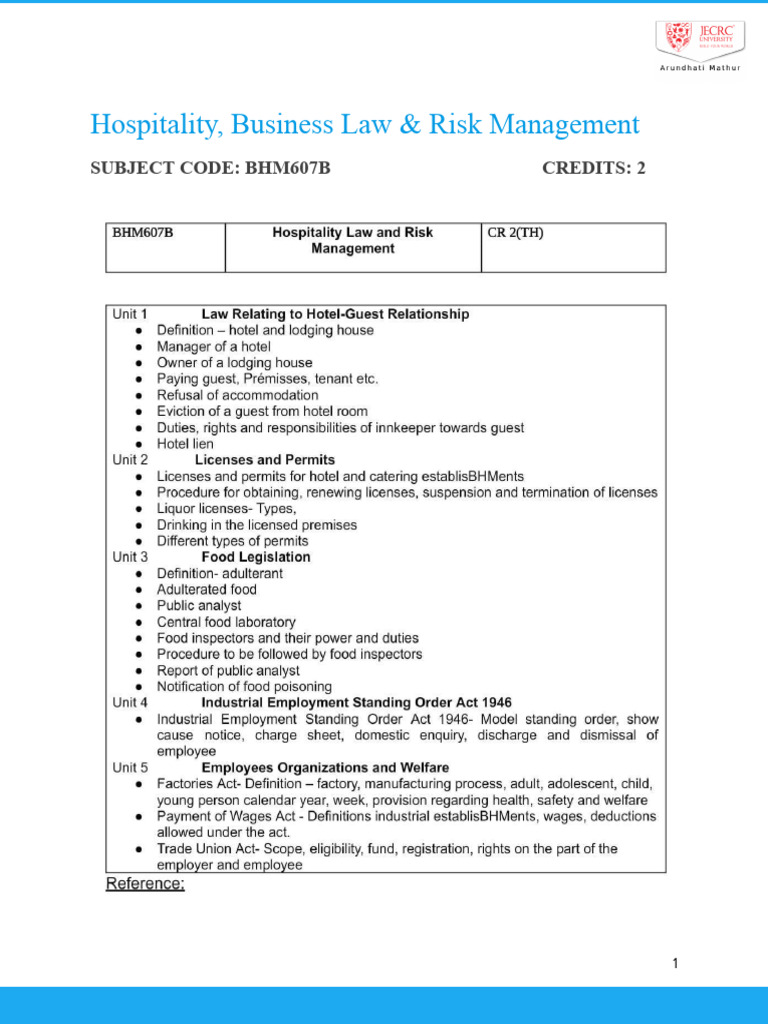Unit3 - Hospitality and Risk Management | PDF | Food Safety | Laboratories