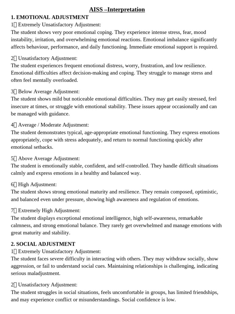 AISS Interpretation | PDF | Psychological Resilience | Empathy
