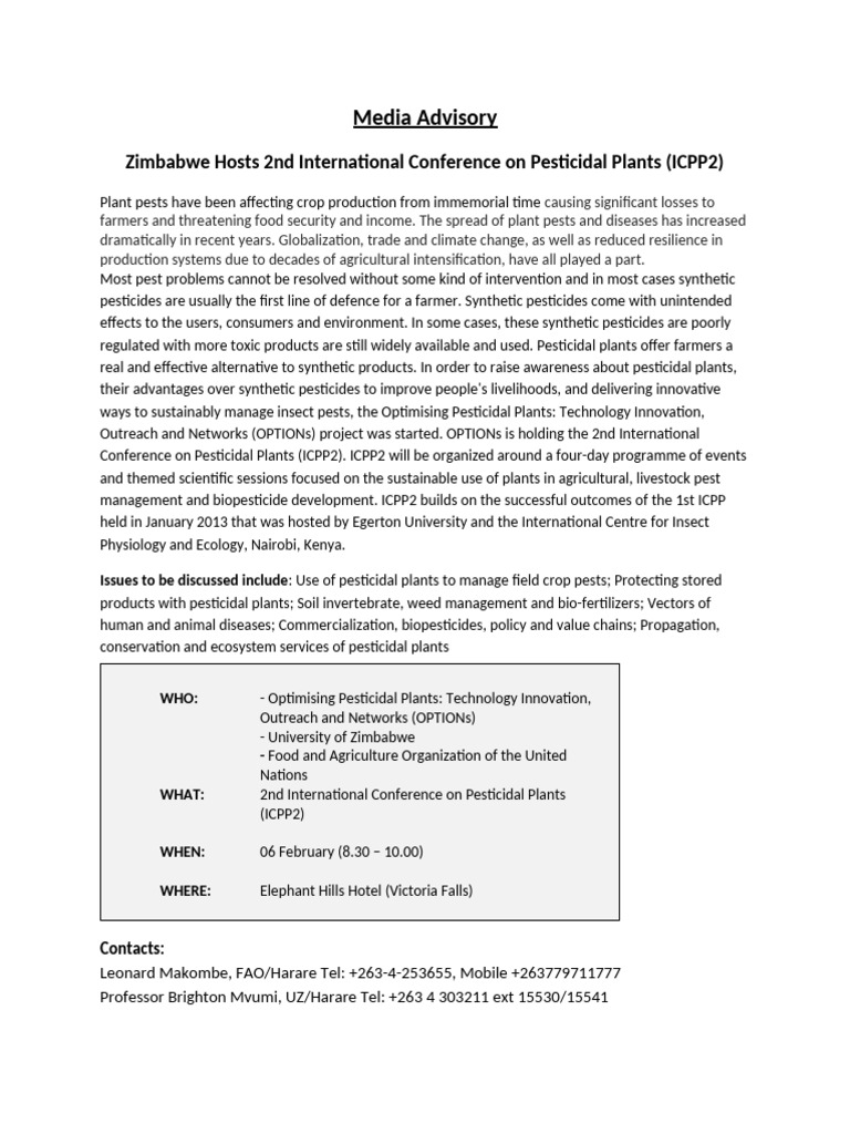 2nd ICPP Media Advisory (2) | PDF | Pesticide | Agriculture