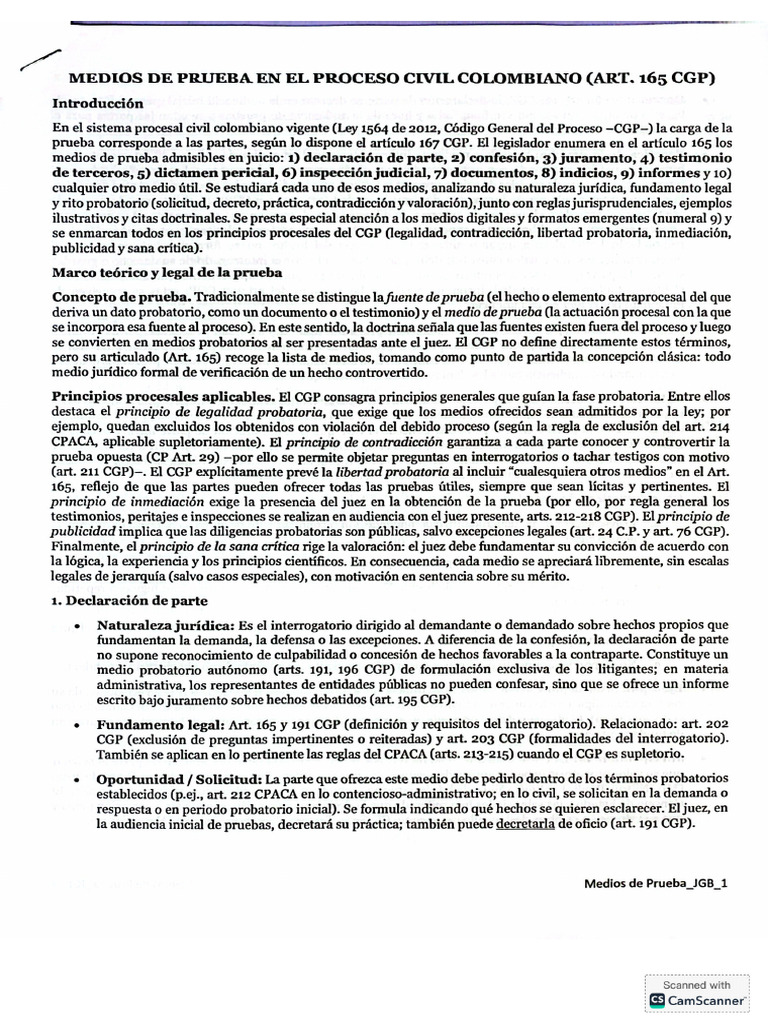 Medios de Prueba en El Proceso Civil Col | PDF