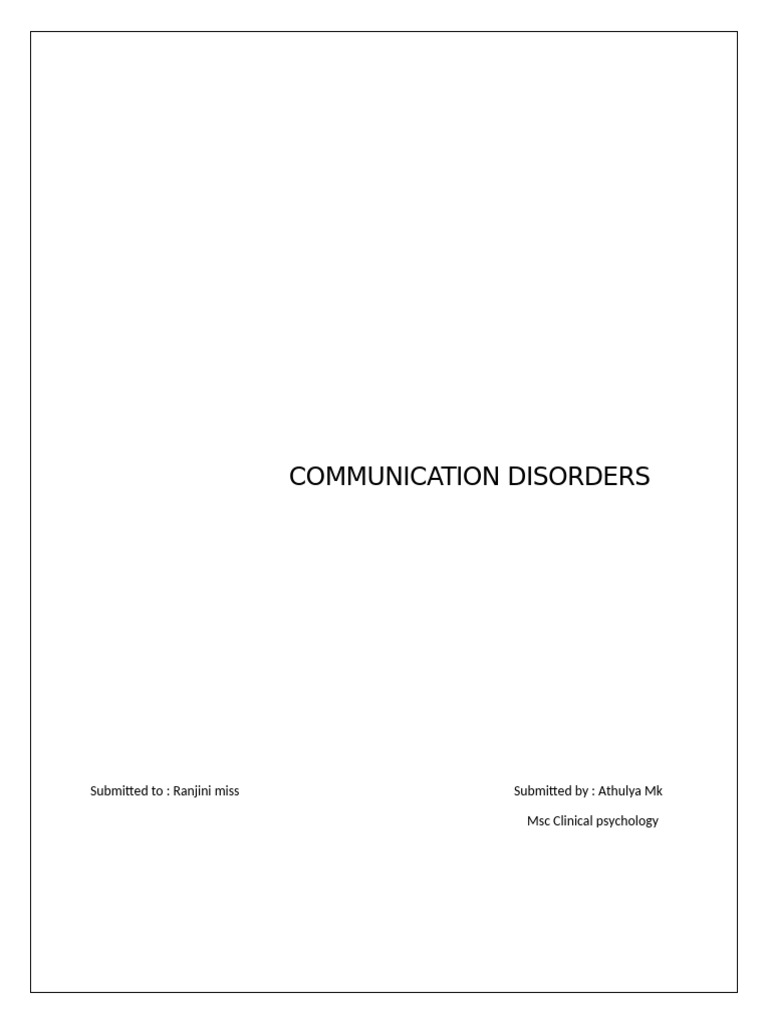 Understanding Communication Disorders | PDF | Stuttering | Mental Disorder