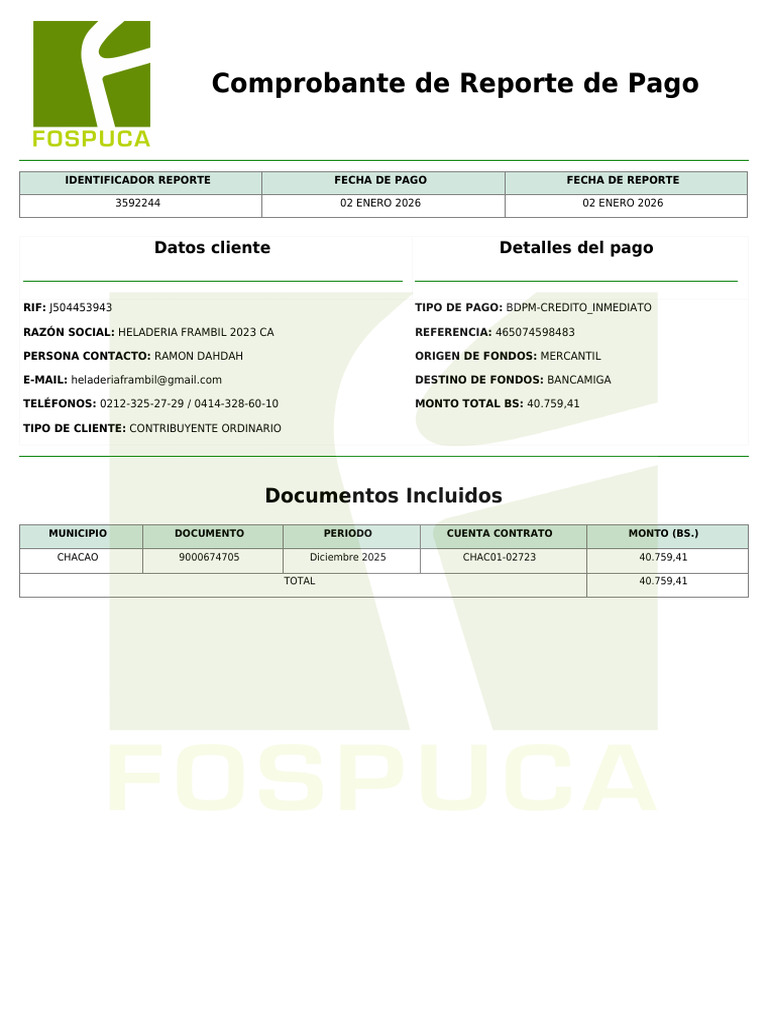 Reporte Pago 3592244 | PDF