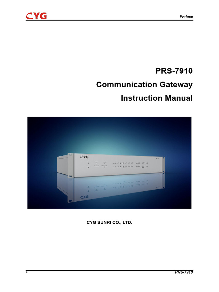 PRS-7910 Communication Gateway Manual | PDF | Computer Network | High ...