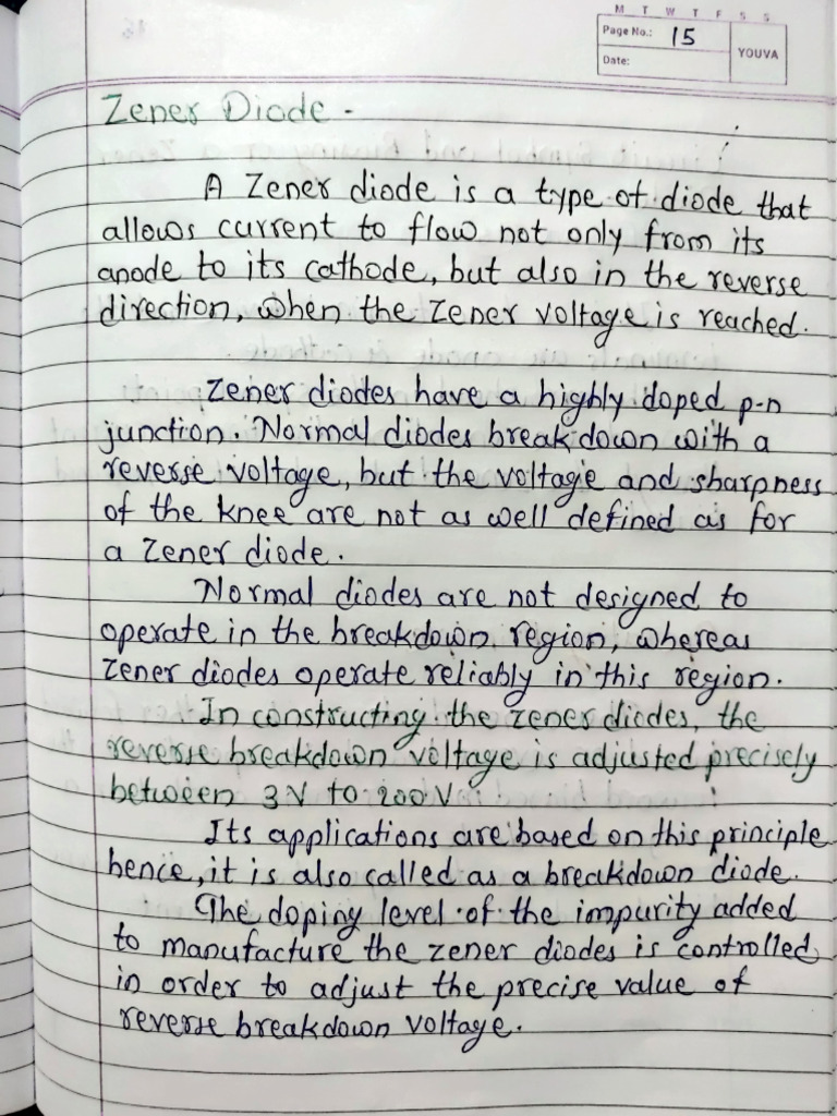 Zener Diode and LED Notes | PDF