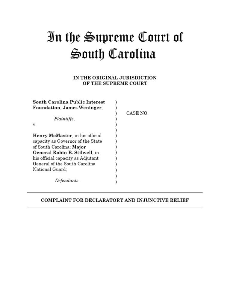 SC National Guard Deployment Lawsuit | PDF | Constitutional Convention ...