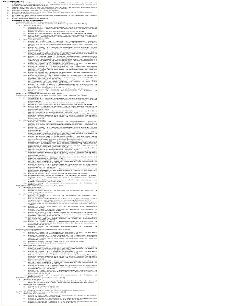 Rjsc Business Process Brief | PDF | Articles Of Association | Corporations