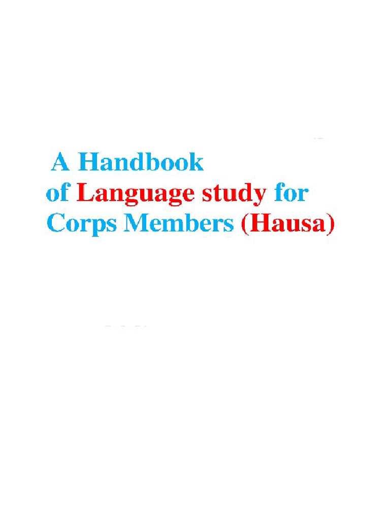 A Handbook of Hausa Language NYSC Made Available by Corperslodge | PDF