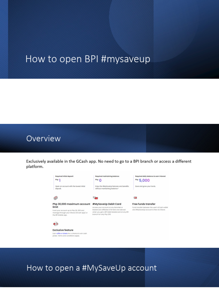 How to Open BPI Mysaveup | PDF