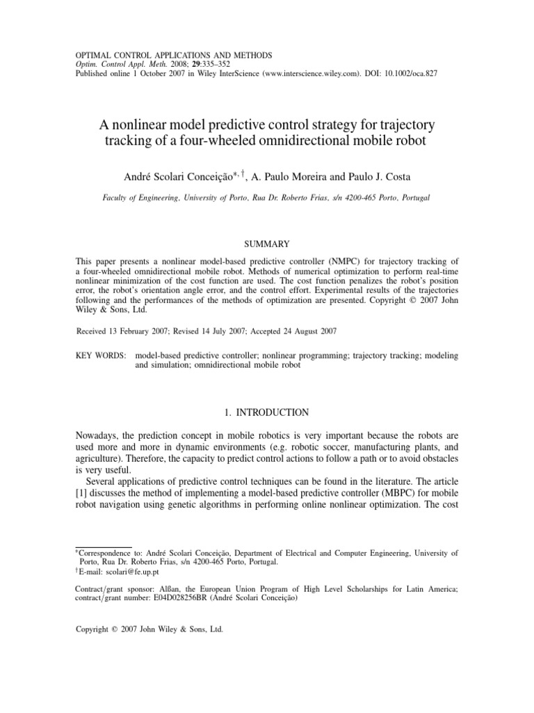 Nonlinear Control for Mobile Robots | PDF | Mathematical Optimization ...