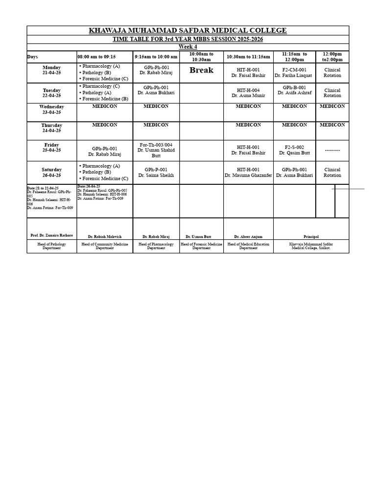 3rd Year MBBS Timetable 2025-2026 | PDF | Medicine | Health Care