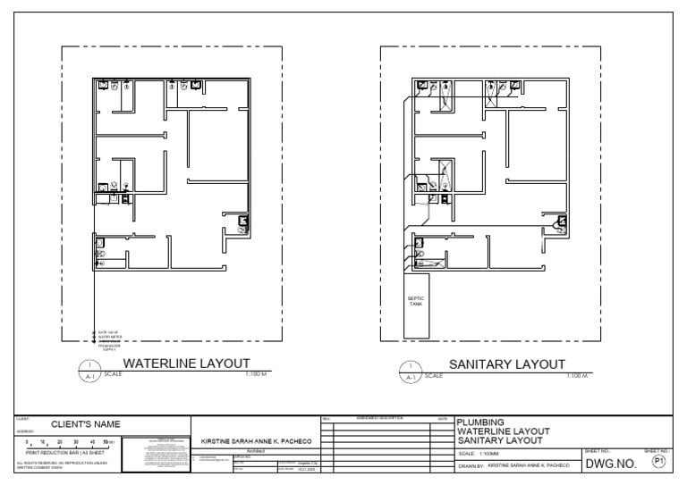 Waterline and Sanitary Layout Plans | PDF | Hydraulics | Plumbing