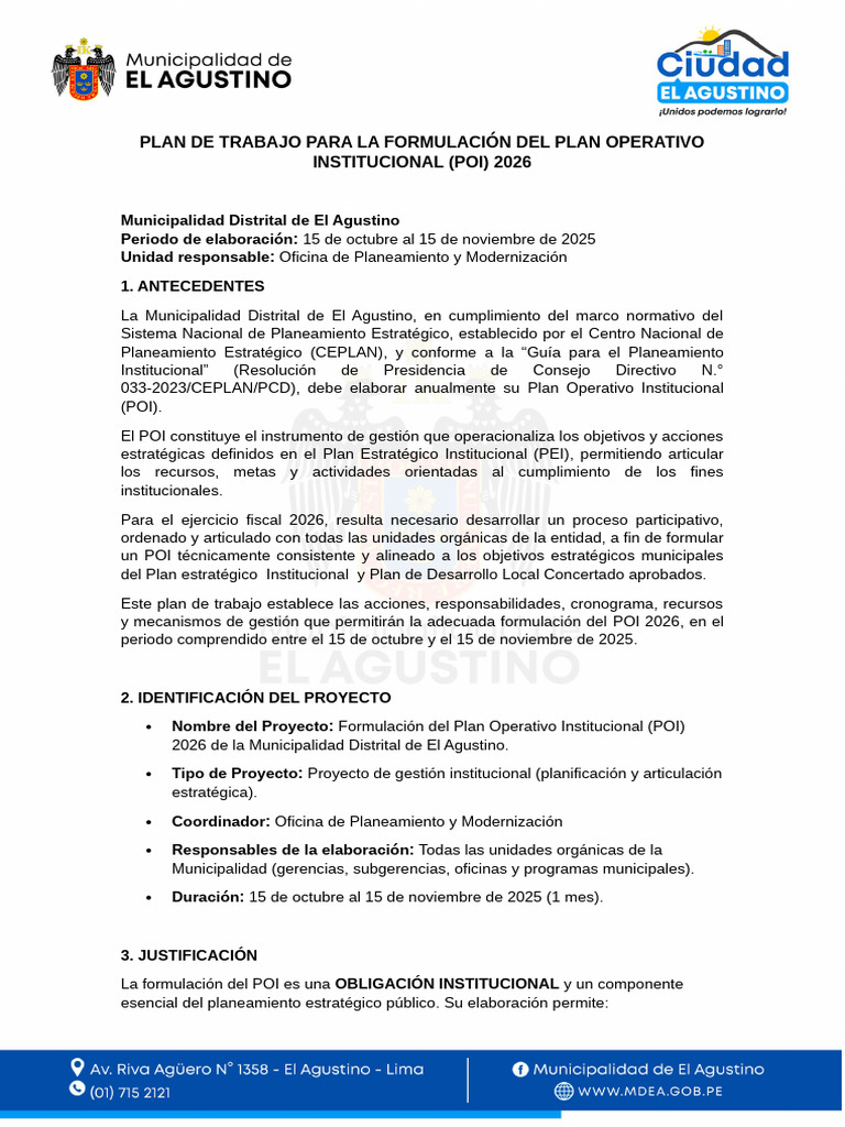 Plan Operativo Institucional POI 2026 | PDF | Planificación | Economias