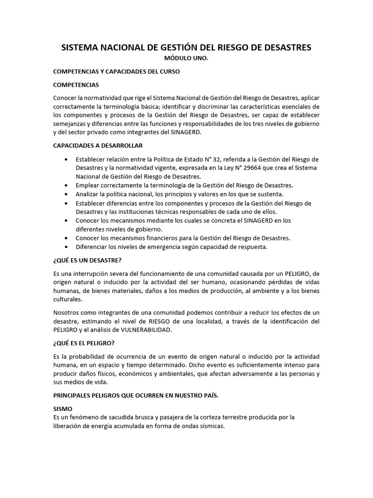 Gestión del Riesgo de Desastres en Perú | PDF | Riesgo | Reducción de ...