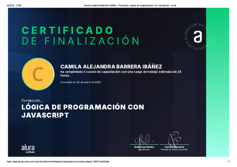 Formación Lógica de Programación Con JavaScript - Alura | PDF