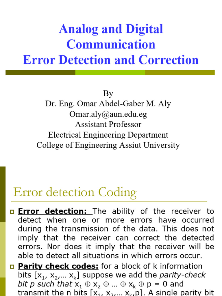 Error Detection & Correction in Communication | PDF | Error Detection ...