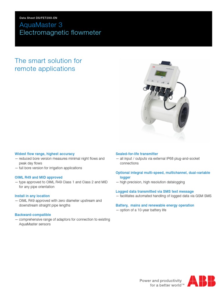 Abb - Aquamaster 3 Brochure 2011 | Flow Measurement | Short Message Service