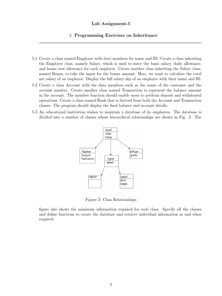 Inheritance Programming Exercises Guide | PDF